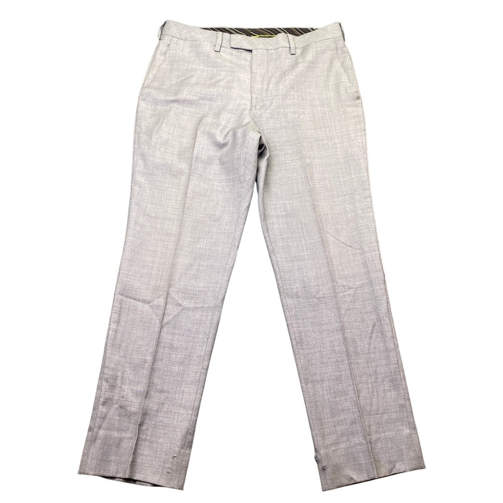 Louis Raphael Luxe Mens Worsted Merino Wool Dress Pants Grey Sz 33 Flat Front